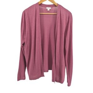 J Jill Cardigan‎ Lightweight Linen Blend Dusty Pink Womens Sz Tall L Sweater